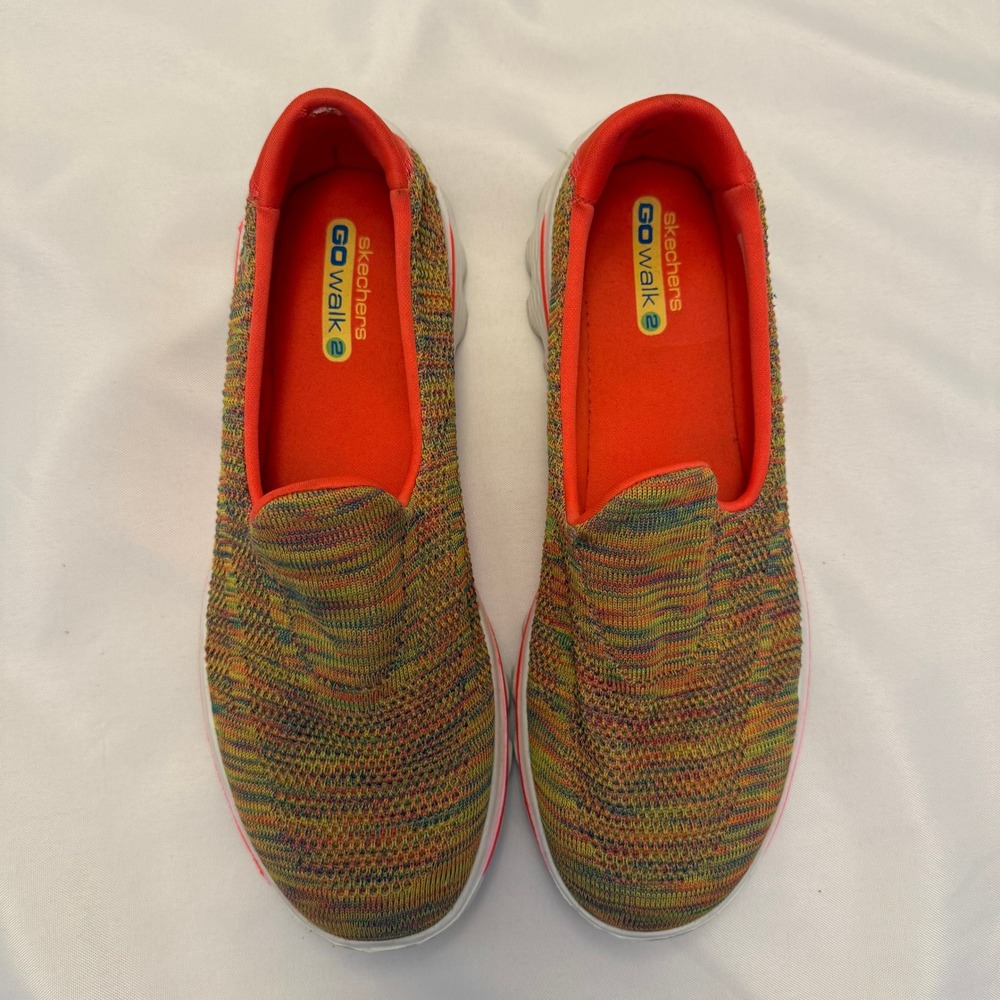 Skechers, GoWalk 2, Women's 10, Multi-Color, Knit Walking Slip-Ons, MSRP $65